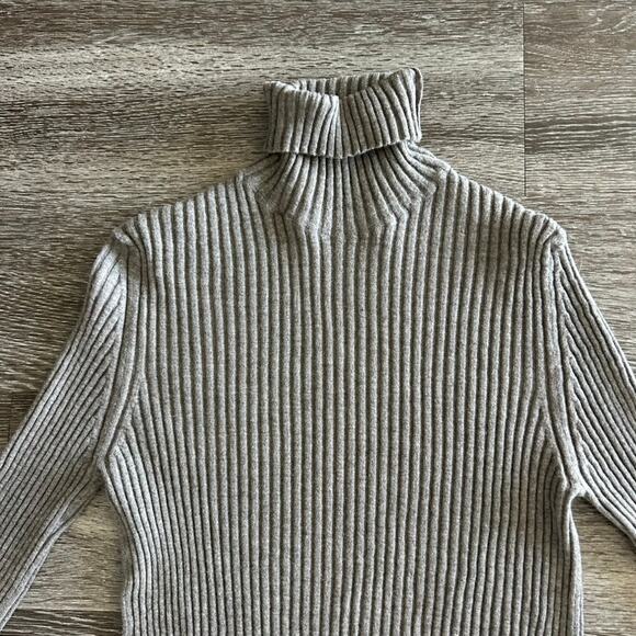 EUC By Malene Birger Reyne Ribbed Merino Wool Turtleneck Taupe Sweater Sz Large - Picture 4 of 16